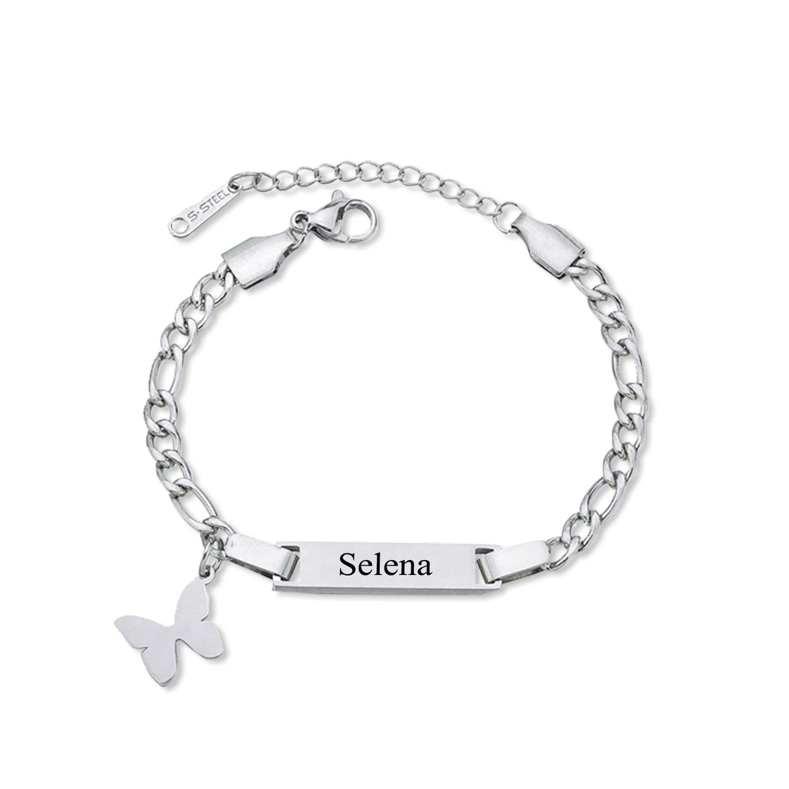 Custom Name Bracelet Cuban Chain Bracelet Personalised Butterfly Bracelet Love Gifts-Jessemade AU