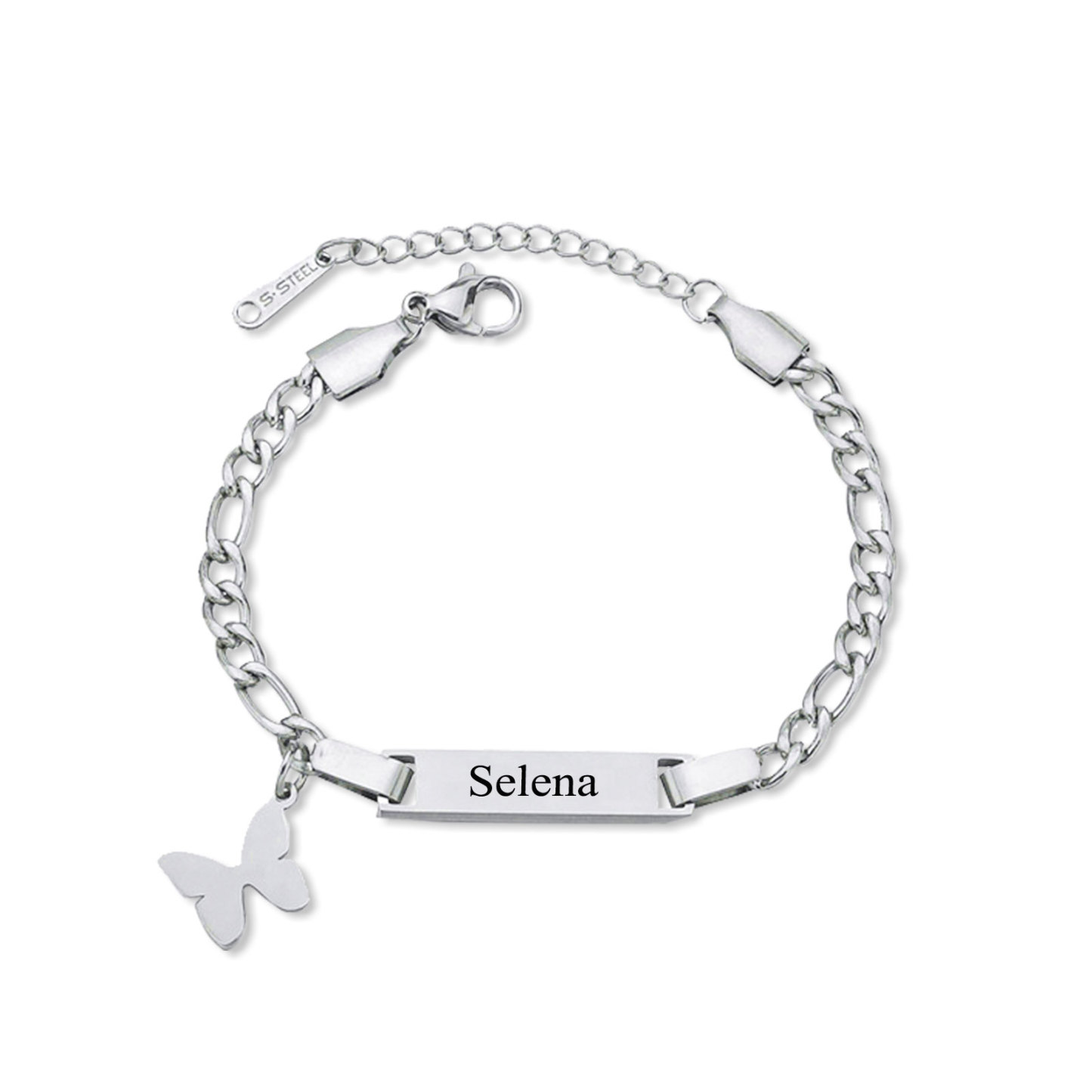 Custom Name Bracelet Cuban Chain Bracelet Personalised Butterfly Bracelet Love Gifts-Jessemade AU