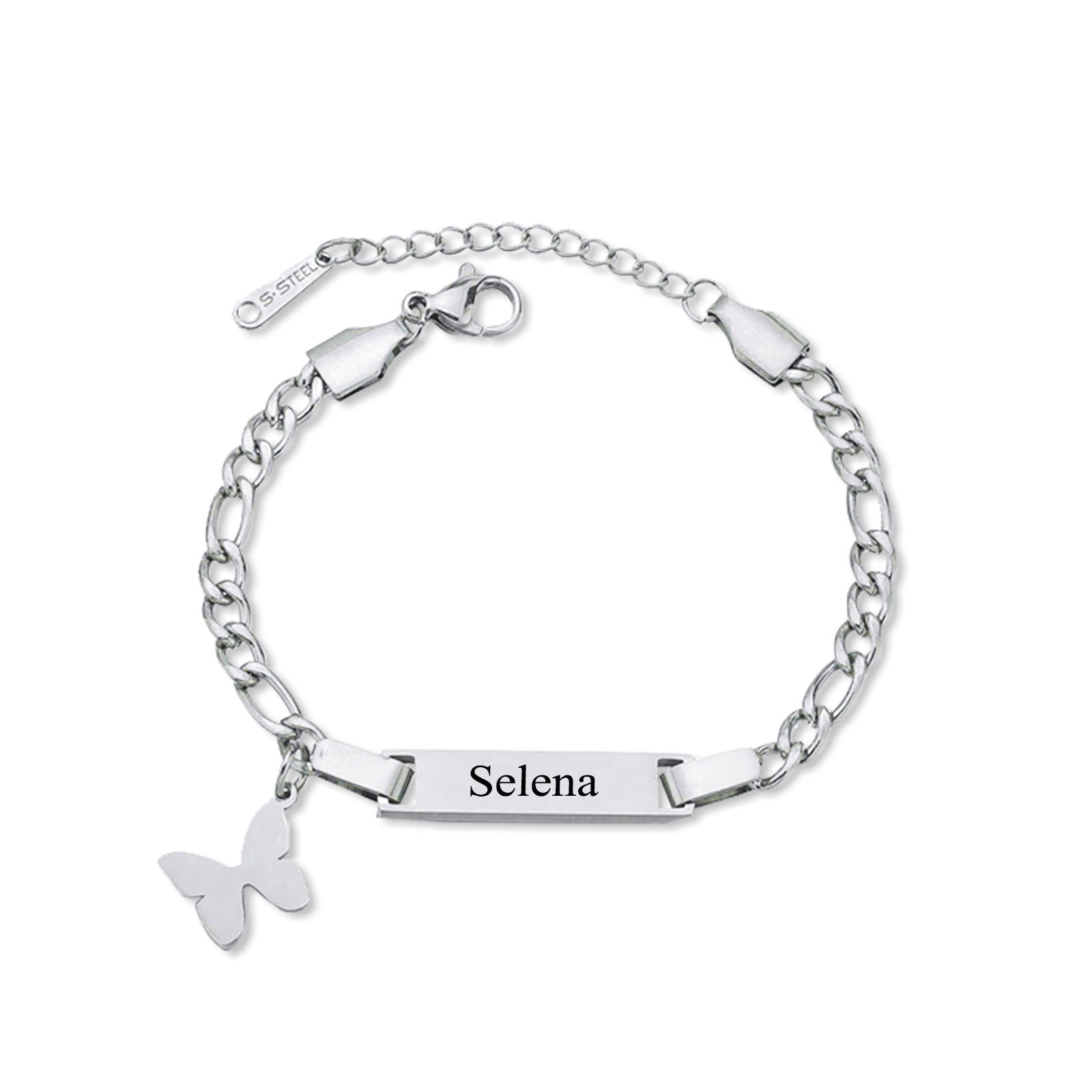 Custom Name Bracelet Cuban Chain Bracelet Personalised Butterfly Bracelet Love Gifts-Jessemade AU