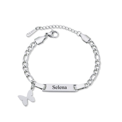 Custom Name Bracelet Cuban Chain Bracelet Personalised Butterfly Bracelet Love Gifts-Jessemade AU