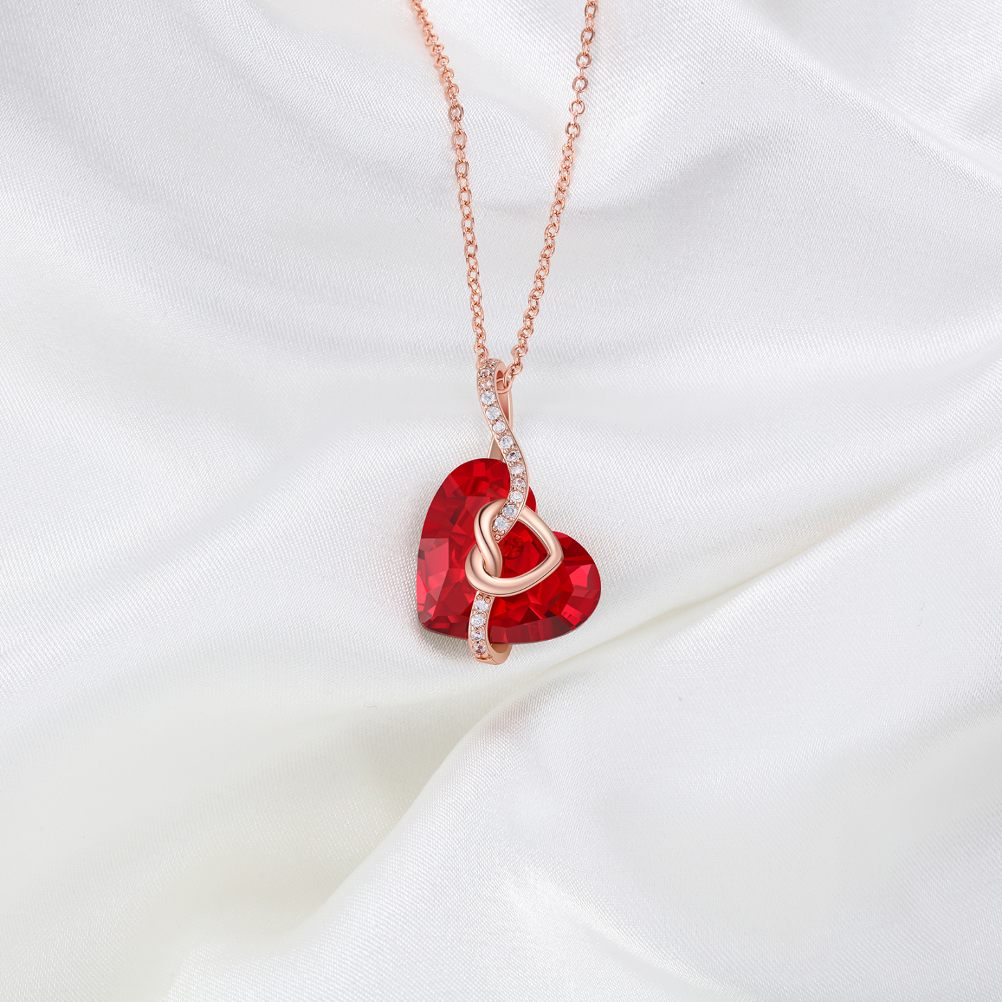 Heart-shaped Crystal Necklace Birthstone Necklace Gifts For Her-Jessemade AU