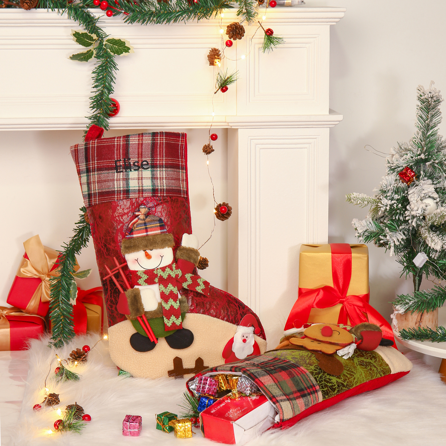 Personalised Christmas Stockings Ornaments Custom 1 Name Christmas Socks Gift for Family Friends-Jessemade AU