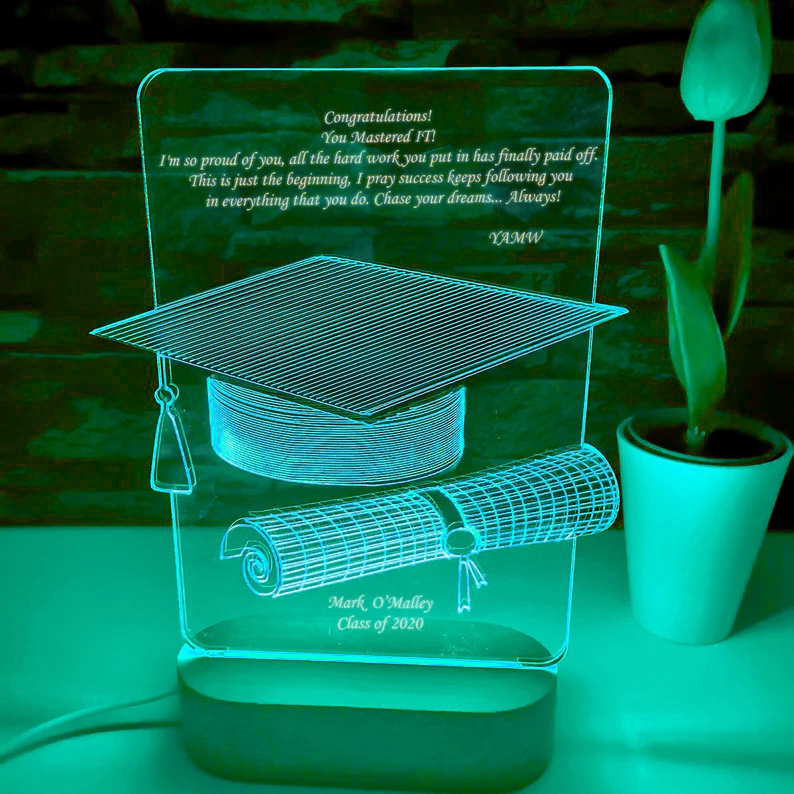 Graduation Gifts Personalised 7 Colours Changing Bachelor Cap Night Light-Jessemade AU