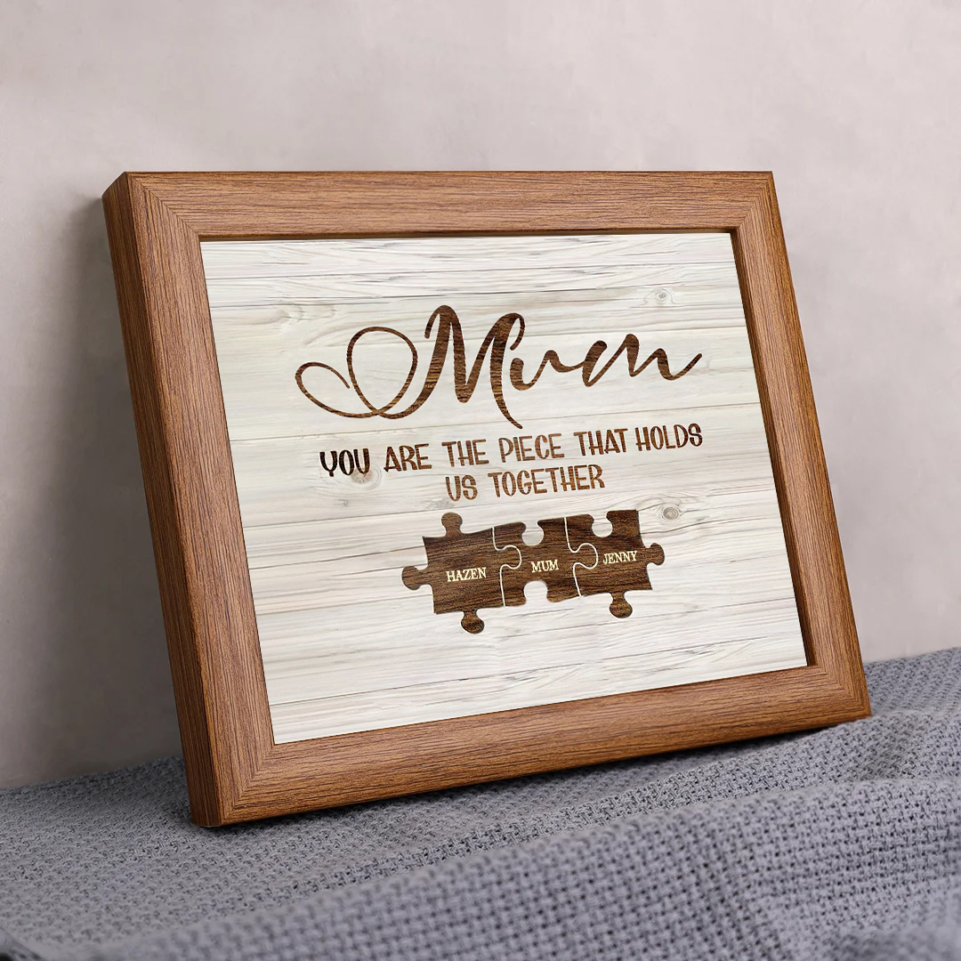 Personalised Mum Puzzle Picture Frame With Light Custom 3 Names Decor Gifts For Mother - You are the piece that holds us together-Jessemade AU