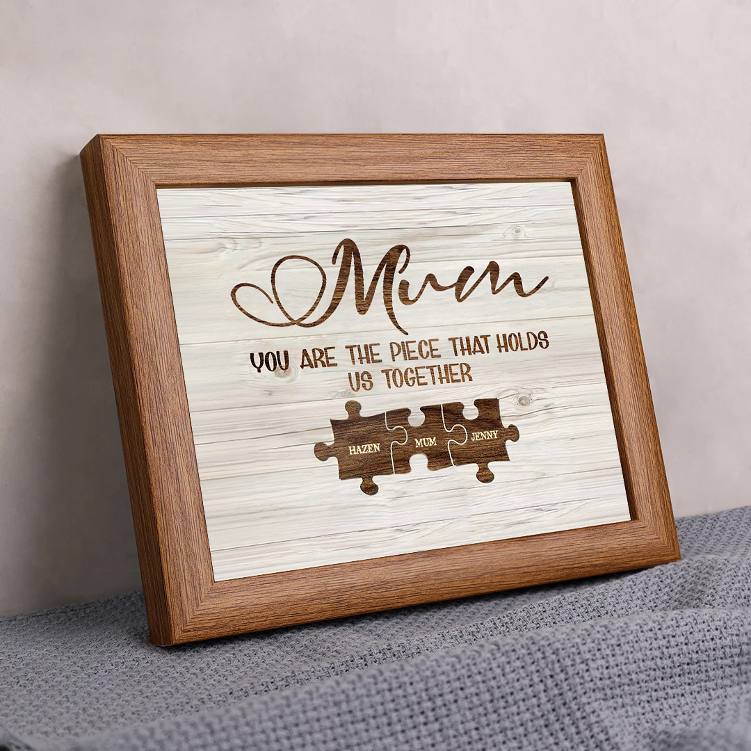 Personalised Mum Puzzle Picture Frame With Light Custom 3 Names Decor Gifts For Mother - You are the piece that holds us together-Jessemade AU