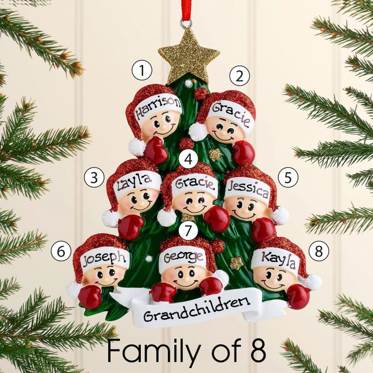 Personalised Family Christmas Ornament Custom 8 Names Hanging Ornament Gifts For Family