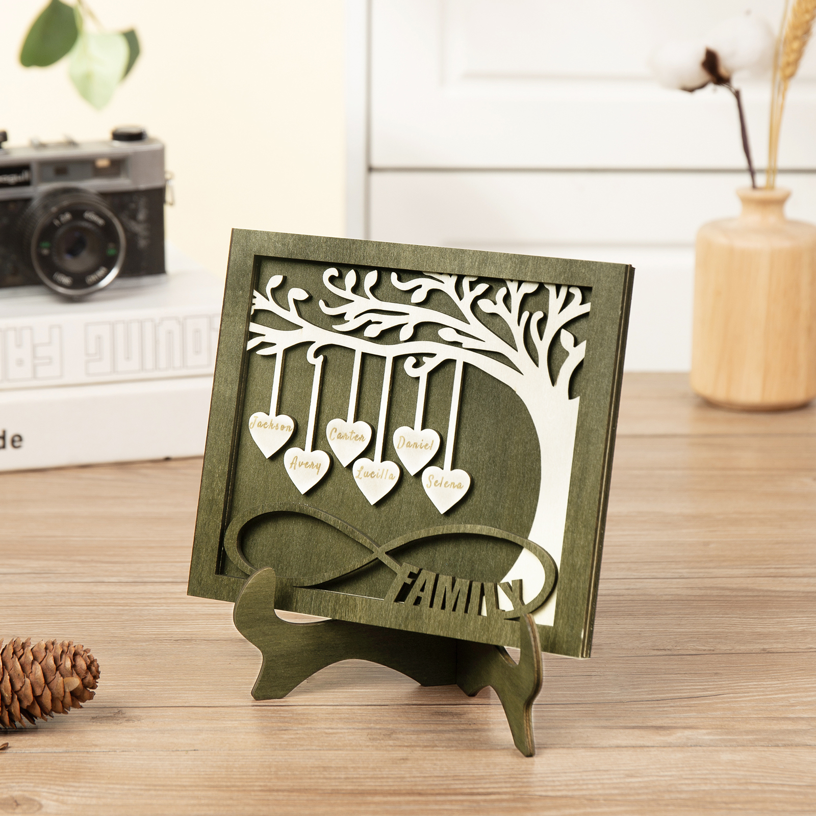 Custom Family Tree Sign with 6 Names Wooden Keepsake Gifts-Jessemade AU