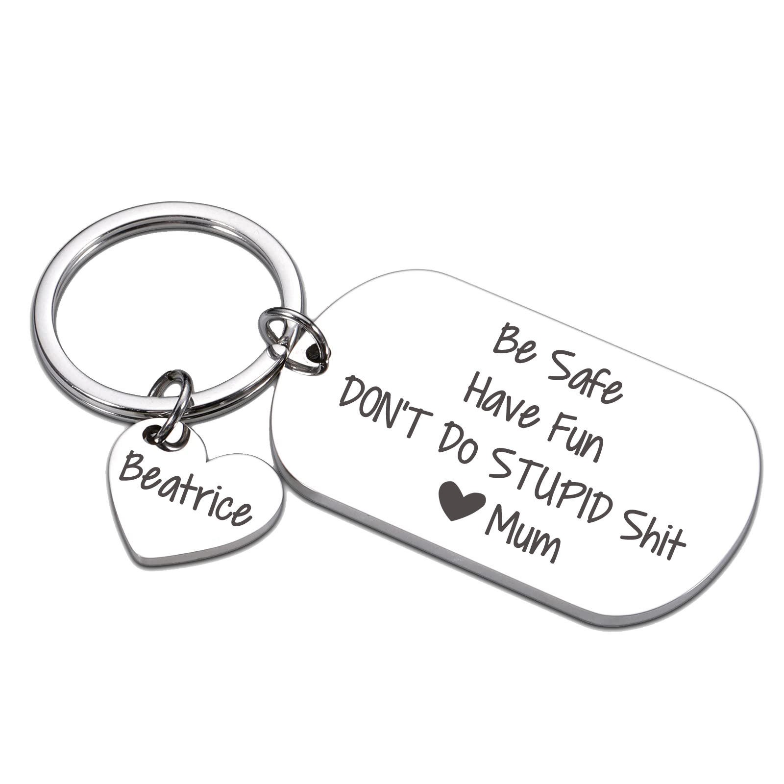 Don't Do Stupid Funny Keychain Custom Name Keyring Be Safe Have Fun Keychain Christmas Gift For Kids-Jessemade AU