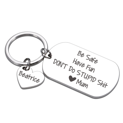 Don't Do Stupid Funny Keychain Custom Name Keyring Be Safe Have Fun Keychain Christmas Gift For Kids-Jessemade AU