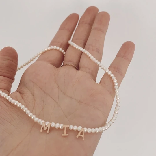 Personalised Pearl Necklace Custom 1 Name Necklace Gift For Her-Jessemade AU