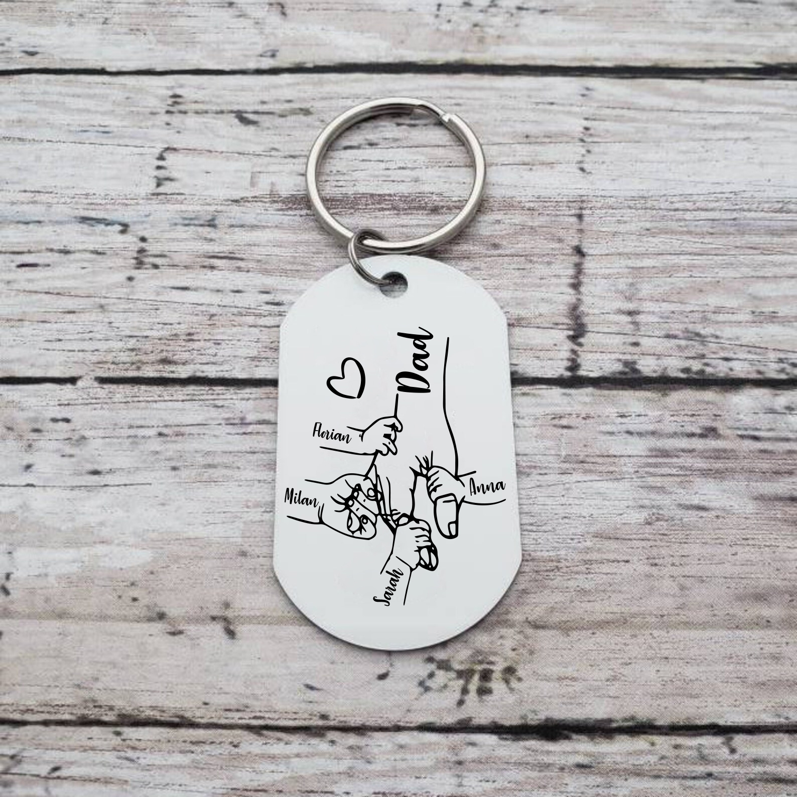 4 Names - Personalised Name Keychain Holding Hands Keychain Father's Day Gifts For Dad-Jessemade AU