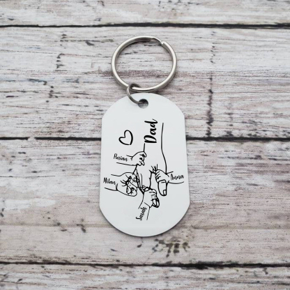 4 Names - Personalised Name Keychain Holding Hands Keychain Father's Day Gifts For Dad-Jessemade AU