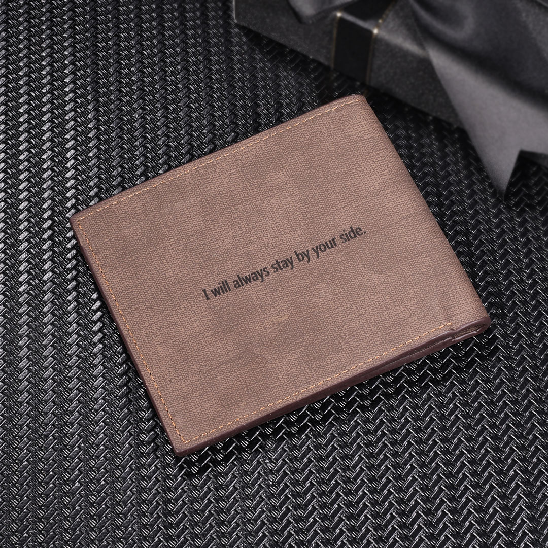 Deep Brown Personalised Leather Wallet Engraved Photo Short Purse Gifts For Men-Jessemade AU