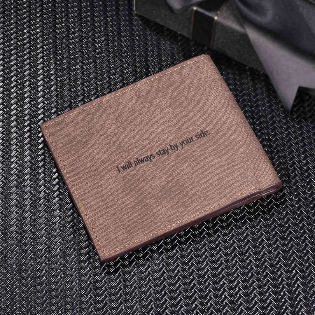 Deep Brown Personalised Leather Wallet Engraved Photo Short Purse Gifts For Men-Jessemade AU