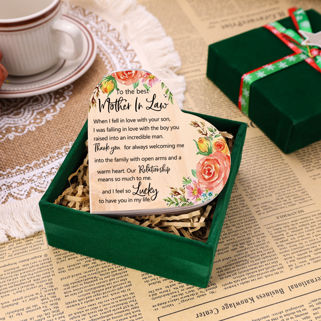 To My Best Mother-In-Law Heart Candle Holder Wooden Candlestick Mothers Gifts-I feel so Lucky to have you in my life-Jessemade AU