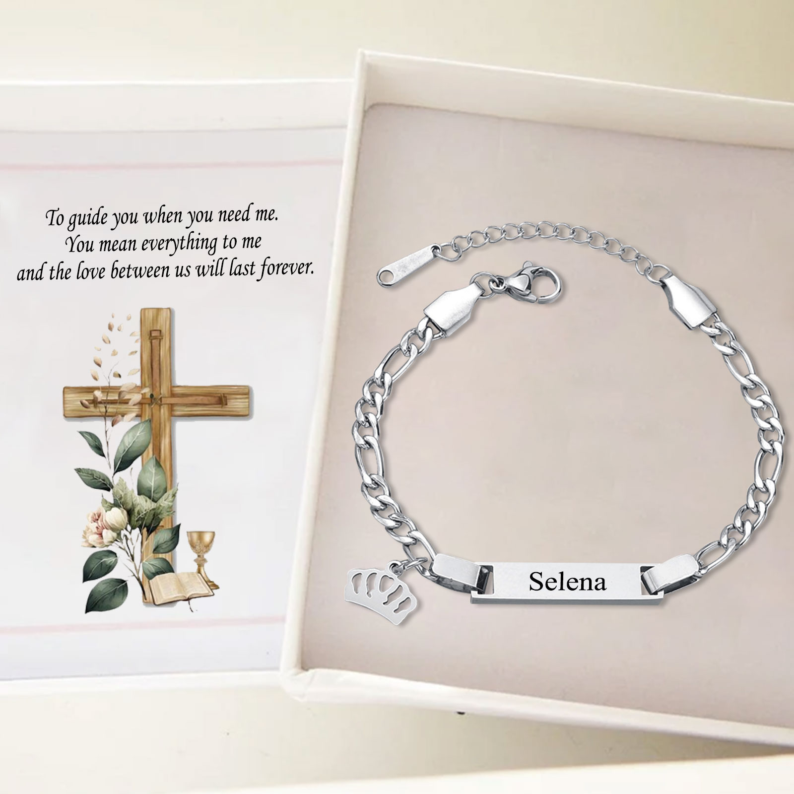 Custom Name Bracelet Personalised Crown Bracelet Cuban Chain Bracelet Love Gifts-Jessemade AU