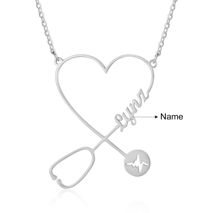 Stethoscope Name Necklace Heart Shape Personalised Name Necklaces Gift for Nurse-Jessemade AU