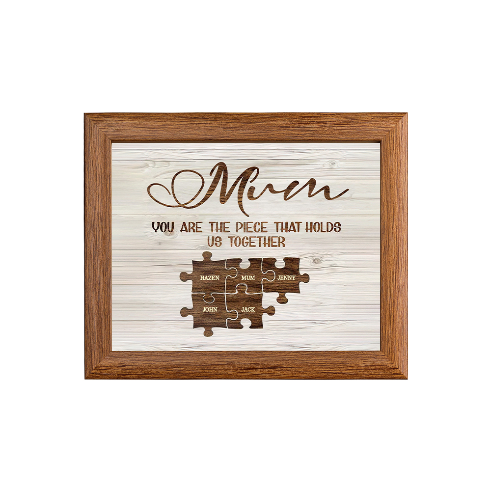 Personalised Mum Puzzle Picture Frame With Light Custom 5 Names Decor Gifts For Mother - You are the piece that holds us together-Jessemade AU