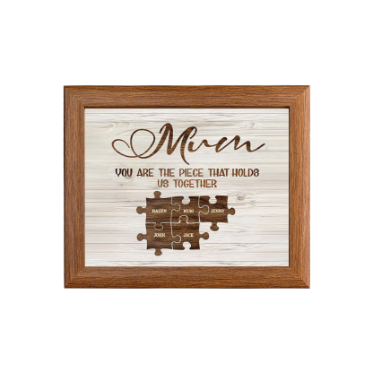 Personalised Mum Puzzle Picture Frame With Light Custom 5 Names Decor Gifts For Mother - You are the piece that holds us together-Jessemade AU