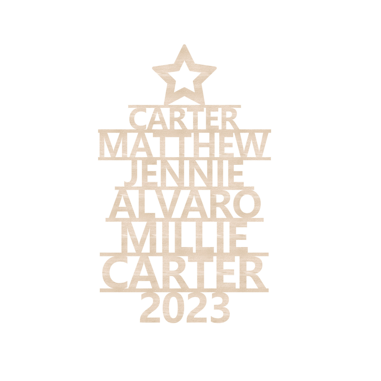 6 Names - Personalised Christmas Tree Ornaments Customised Name Xmas Wooden Decor Gifts for Family Friends-Jessemade AU