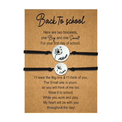 2 Pcs Dandelion Bracelet Set Custom 2 Names Adjustable Bracelets Back to School Gifts for Daughter-Jessemade AU