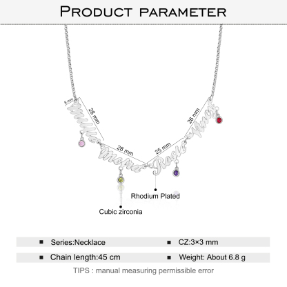 Personalised Necklace With Birthstones Custom 4 Names Necklace Gift For Women-Jessemade AU
