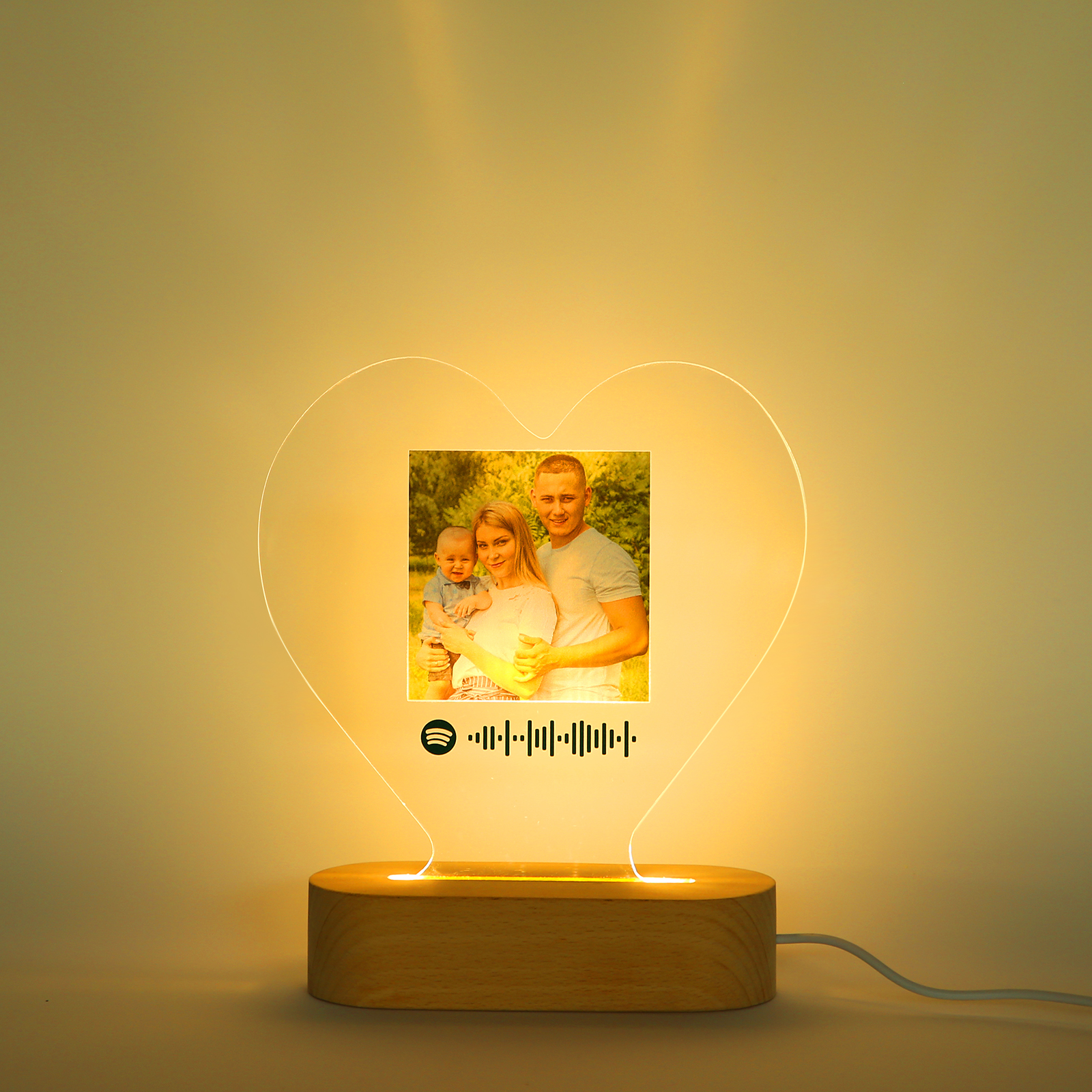 Personalised Spotify Code Photo Heart LED Night Light-Jessemade AU