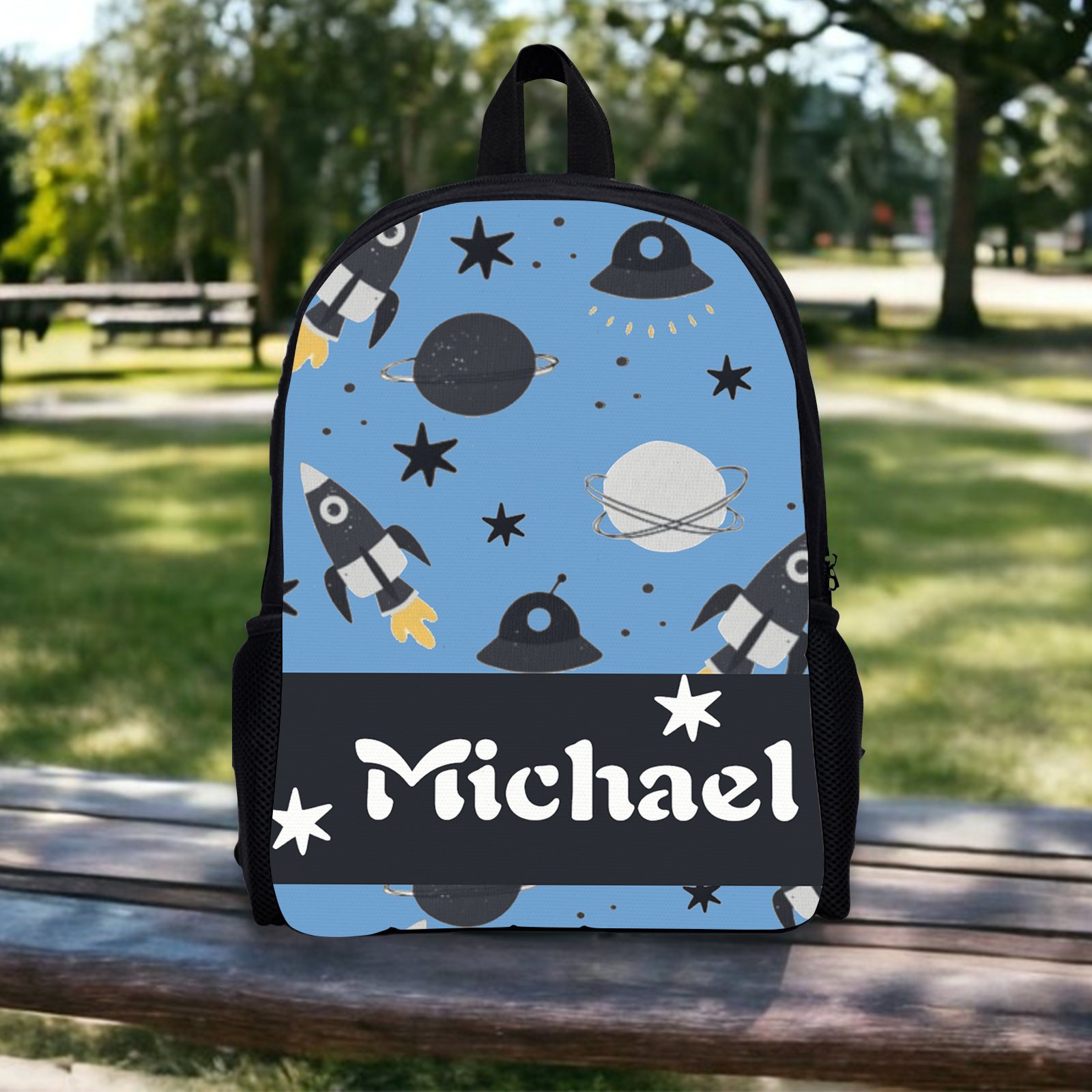 Custom Name Schoolbag Personalised Rocket and Satellite Backpack Travel Bag for Kids-Jessemade AU