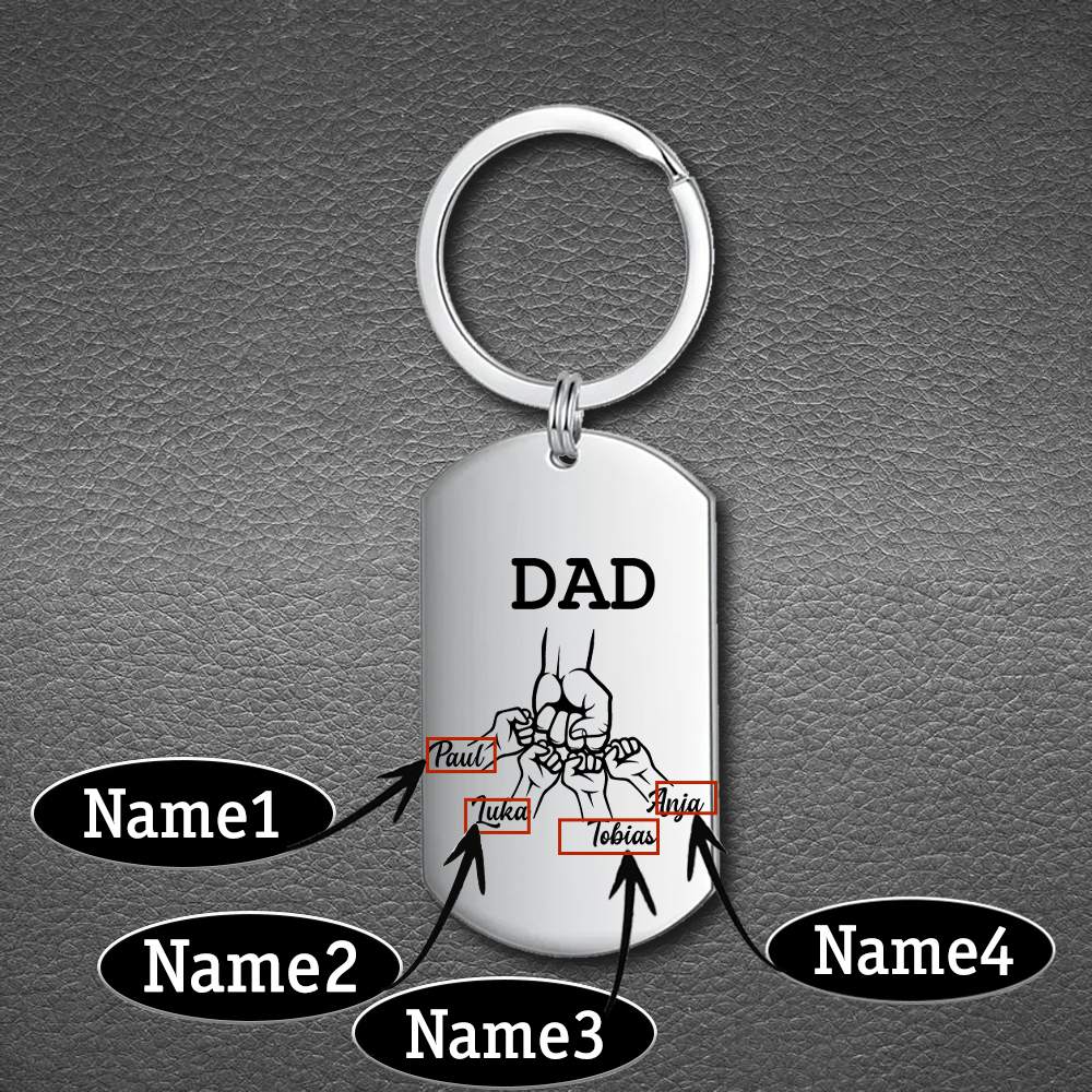 Personalised 9 Names Fist Bump Gift Set Custom Wallet & Keychain & Pen Gift Box Set Father’s Day Gift-Jessemade AU