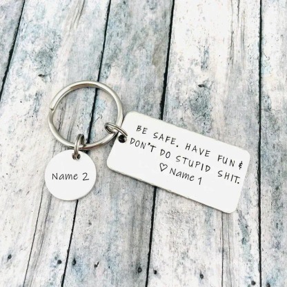 Don't Do Stupid Love Keychain Personalised Name Keyring for Teenager