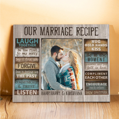 "Our Marriage Recipe" Wooden Plaque Custom Text & Photo Art Decorations Picture Board Ornaments Couple Gifts-Jessemade AU