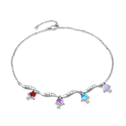 4 Names -Personalised Women's Anklet Customised Birthstones & Names Anklet Fish Anklet Birthday Gift for Her-Jessemade AU