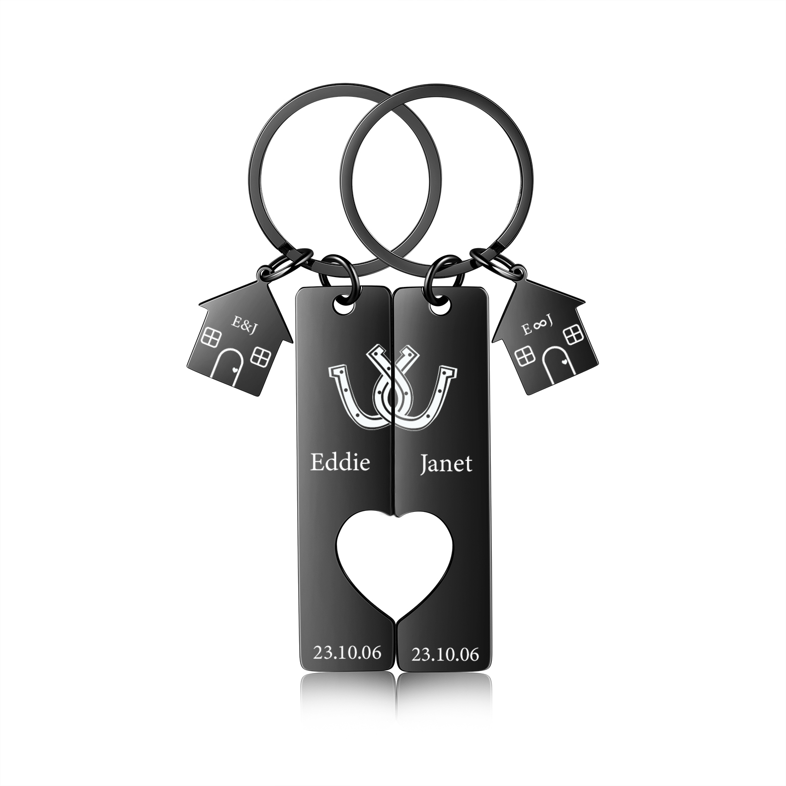 Personalised Couple Keychain Custom 2 Names & Letters & Dates Metal Keyring Heart Matching Keychains for Couples-Jessemade AU