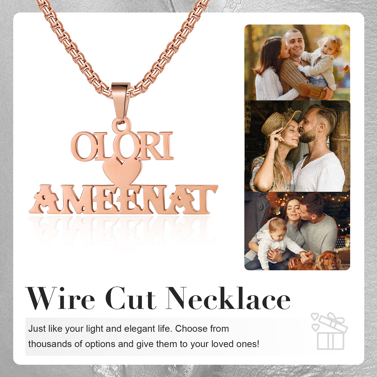 Personalised Heart Name Necklace Custom 2 Names Necklaces Romantic Gift For Her-Jessemade AU