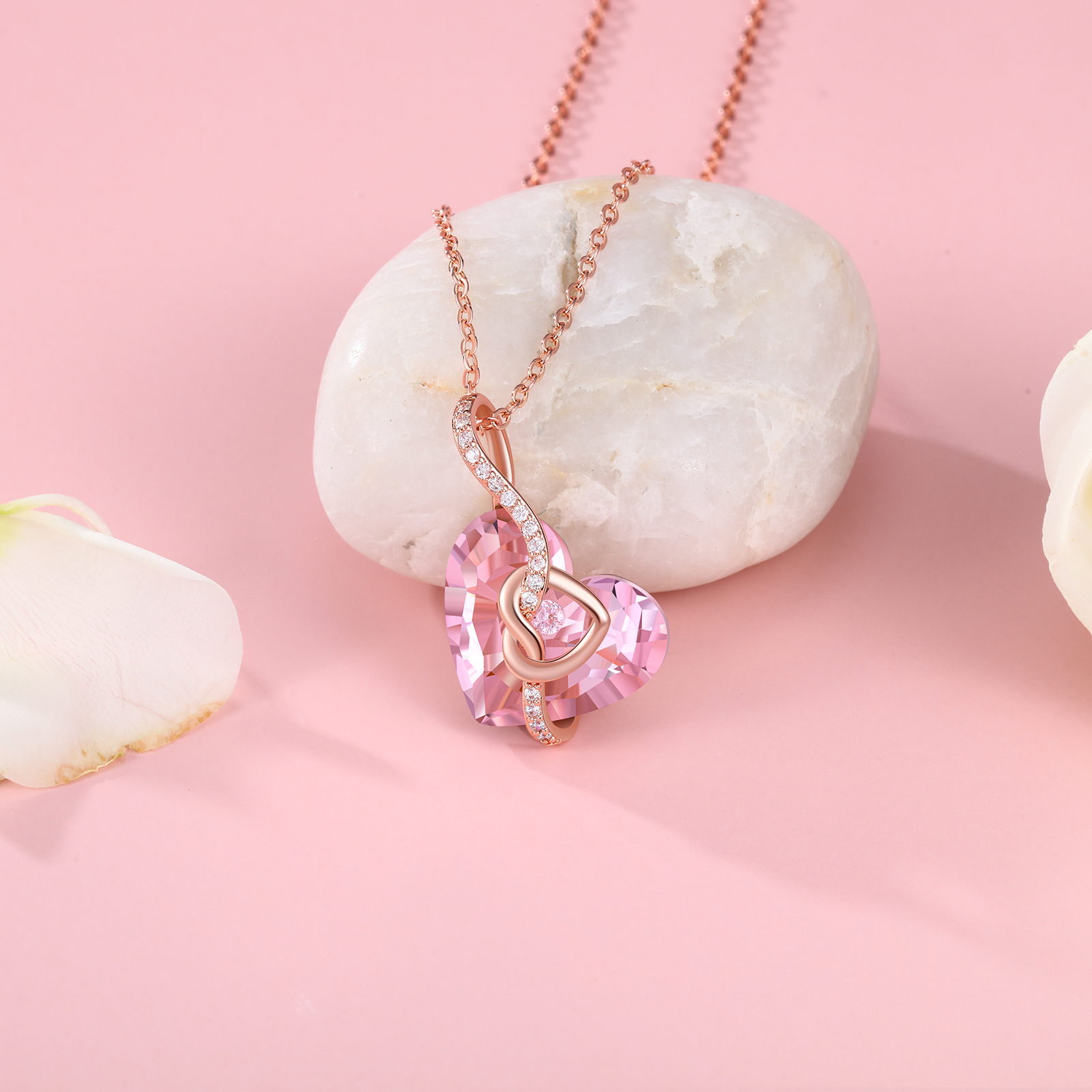 Heart-shaped Crystal Necklace Birthstone Necklace Gifts For Her-Jessemade AU