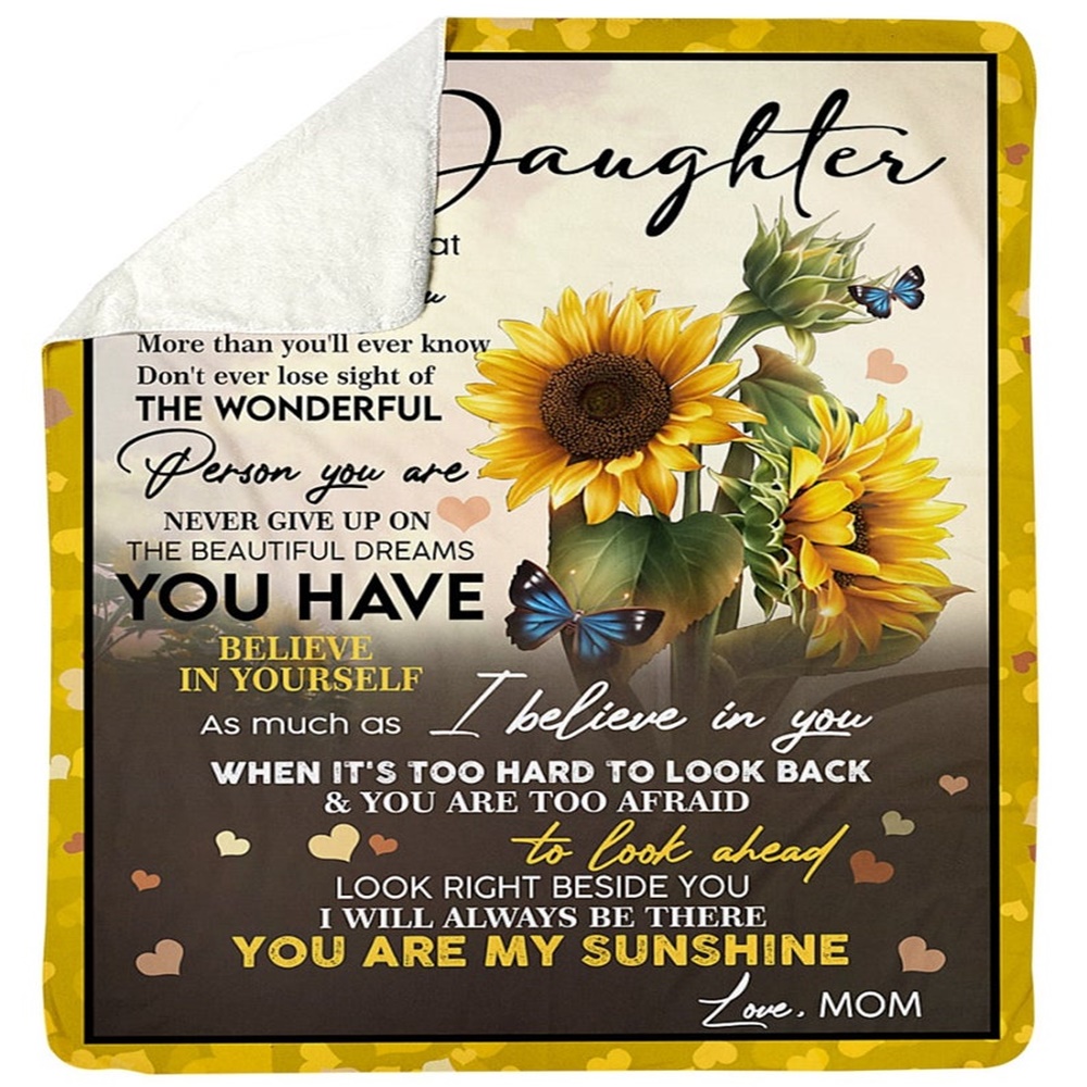 To My Daughter You Are My Sunshine Flannel Blanket-Jessemade AU