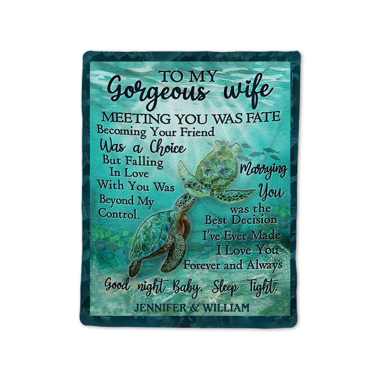 To My Gorgeous Wife Personalised Couple Blanket Sweet Gift "I love you forever and always"-Jessemade AU