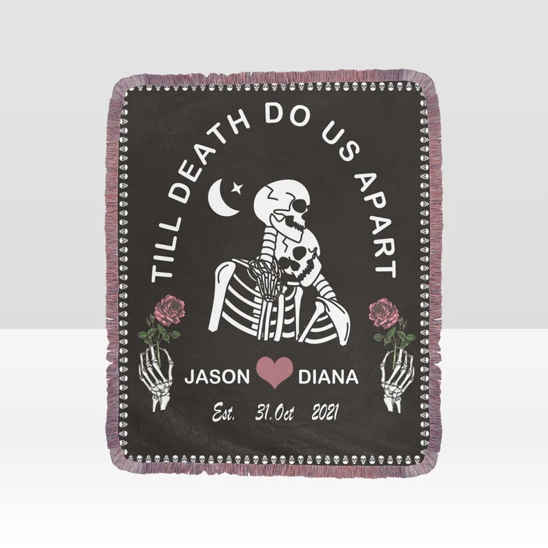 "Till Death Do Us Apart" Halloween Blanket Personalised Blanket Couple Blanket-Jessemade AU