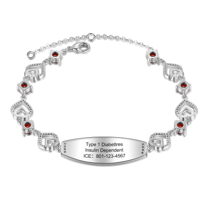 Medical ID Bracelet Personalised Women's Alert Bracelet Engraving Message For Her-Jessemade AU