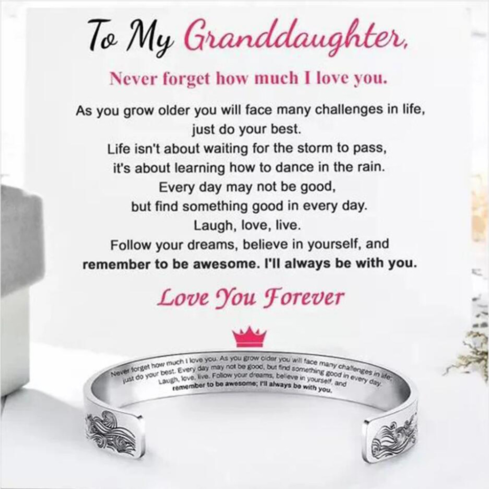 To My Granddaughter Cuff Bangle Bracelet  "I Will Always Be With You"-Jessemade AU