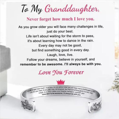 To My Granddaughter Cuff Bangle Bracelet  "I Will Always Be With You"-Jessemade AU
