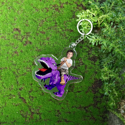 1 Name - Personalised Acrylic Dinosaur Keychain Customised Name & Photo Keychain Gift for Kids-Jessemade AU