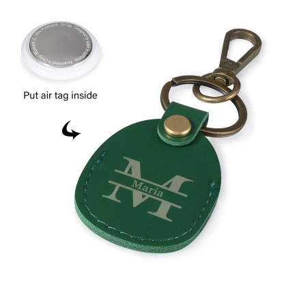 Personalised Name & Letter Keychain AirTag Protective Case Leather Keychain Gift for Him/Her-Jessemade AU