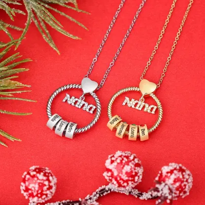 2 Names - Personalised Nana Necklace Custom Names & Birthstones Circle Pendant Necklace Gift for Grandma Nana-Jessemade AU