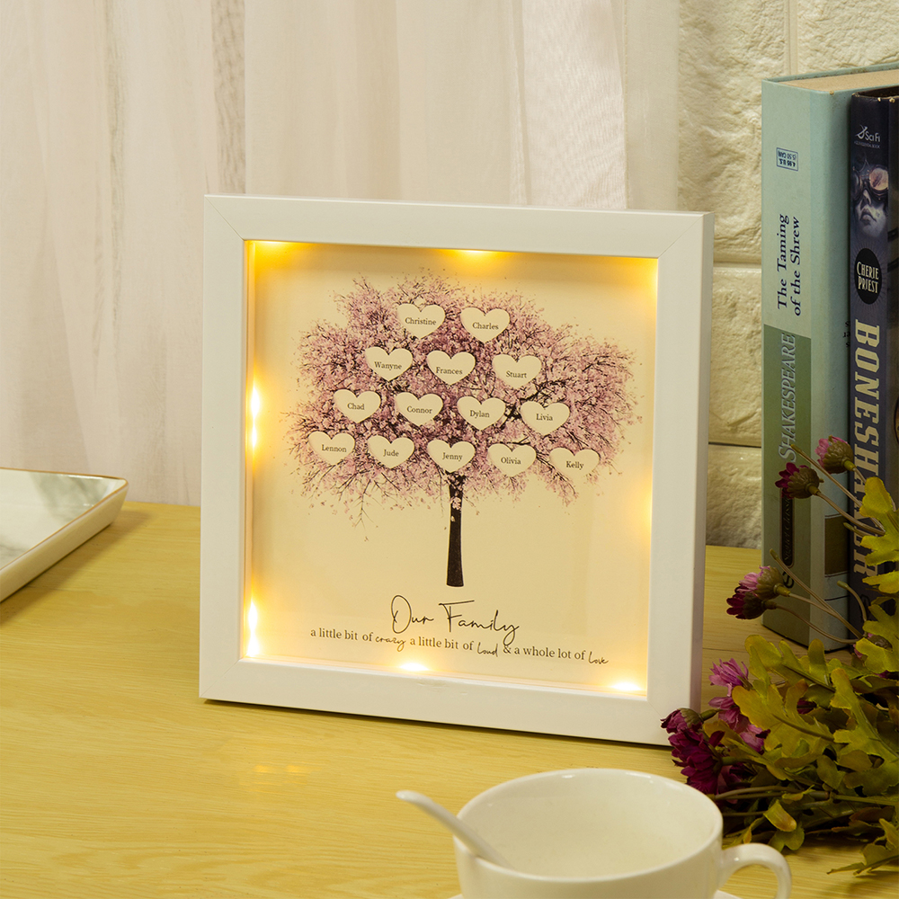 Personalised Family Tree Frame Custom 8 Names LED Night Light-Jessemade AU