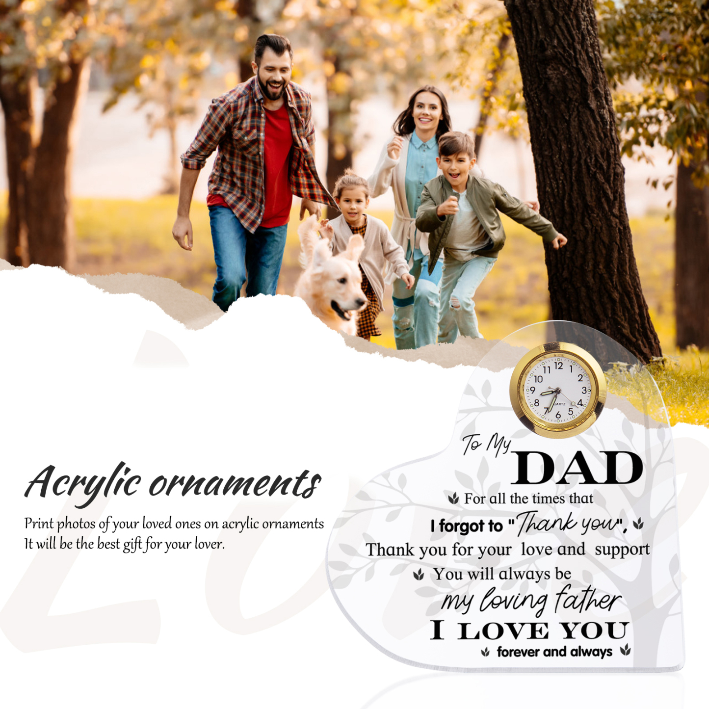 To My Dad Acrylic Heart Clock Keepsake Heart Sign - For all the times that I forgot to Thank you-Jessemade AU