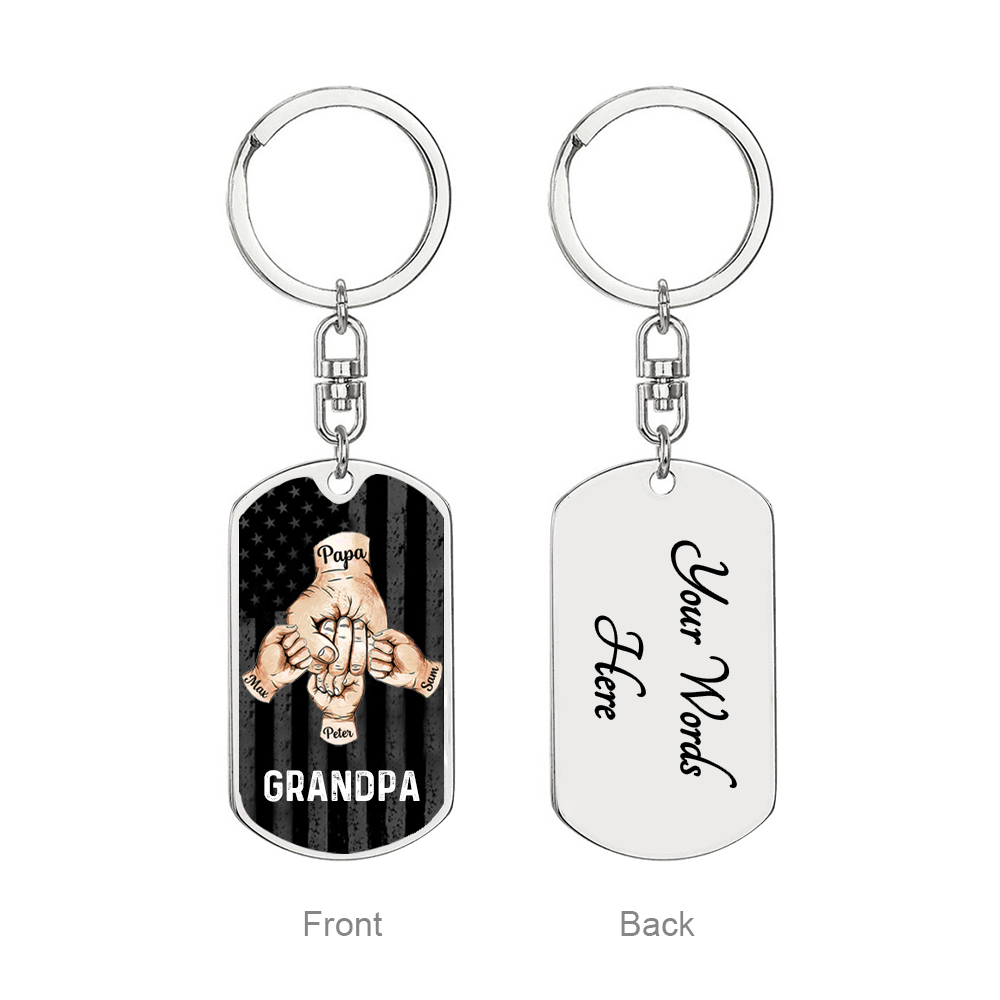 Personalised Fist Bump Keychain Engrave 4 Names For Father/Grandpa-Jessemade AU