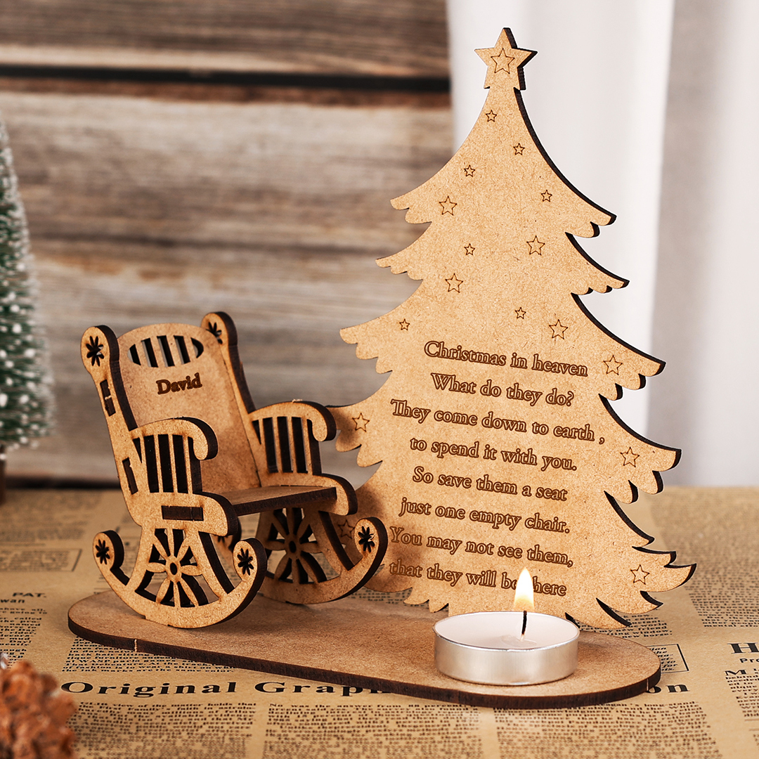 Personalised Christmas in Heaven Rocking Chair Ornament Memorial Tabletop Plaque-Jessemade AU