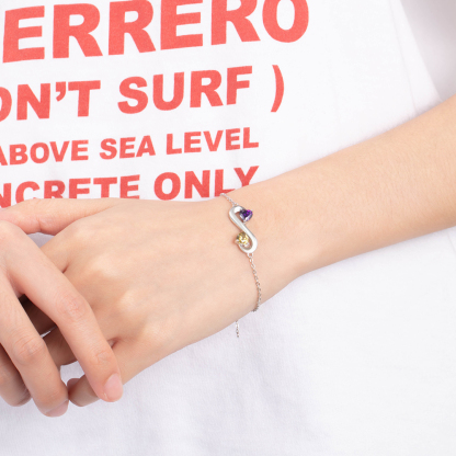 Personalised Infinity Heart Bracelet with 2 Birthstones Engraved 2 Names Bracelet Gifts For Her-Jessemade AU