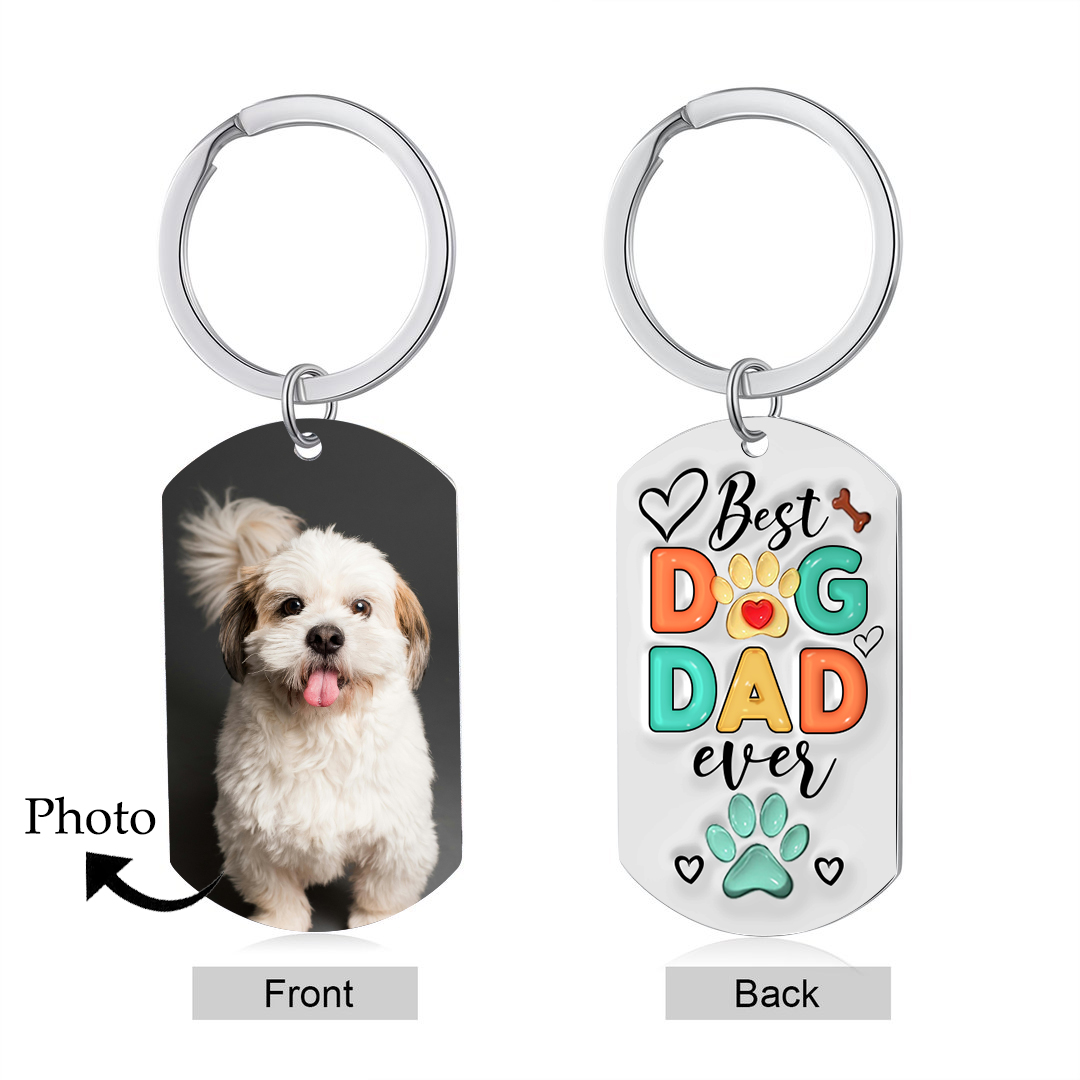 Personalised Photo Keychain Pet Lovers Keychain Gifts for Men - The Dog Dad Ever-Jessemade AU